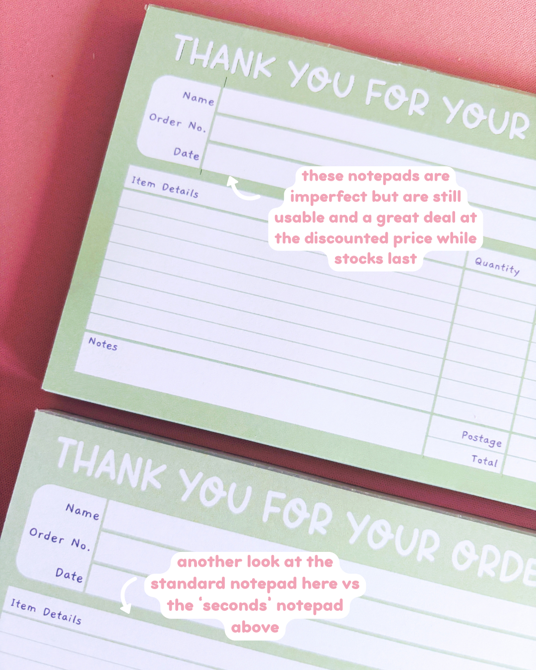 SECONDS SALE Green Small Business Invoice Notepad A6