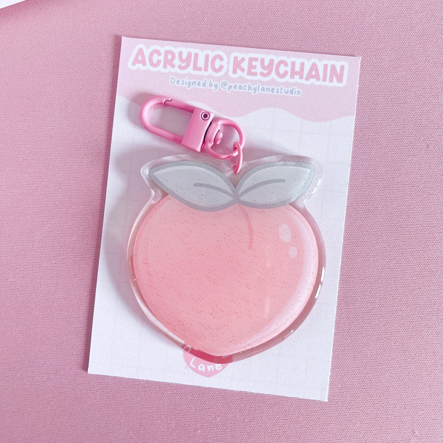 Peach Glitter Acrylic Keychain