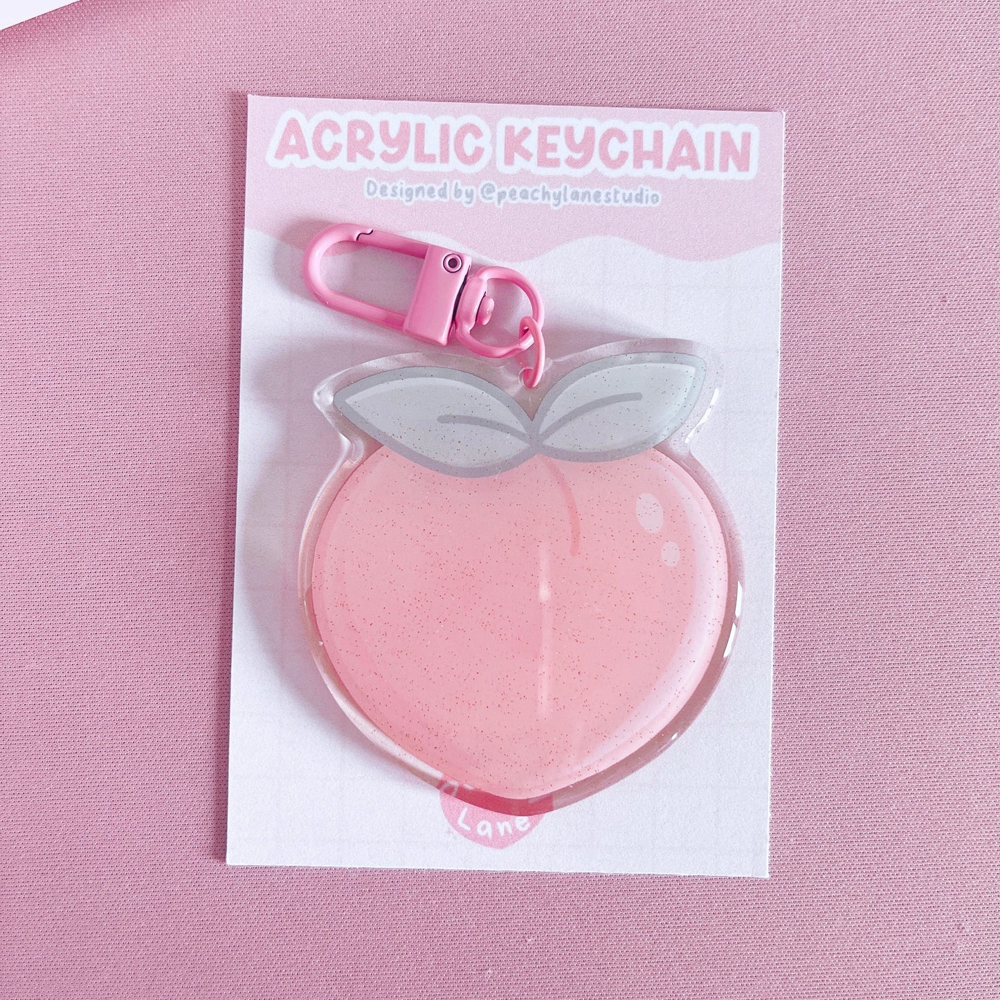 Peach Glitter Acrylic Keychain