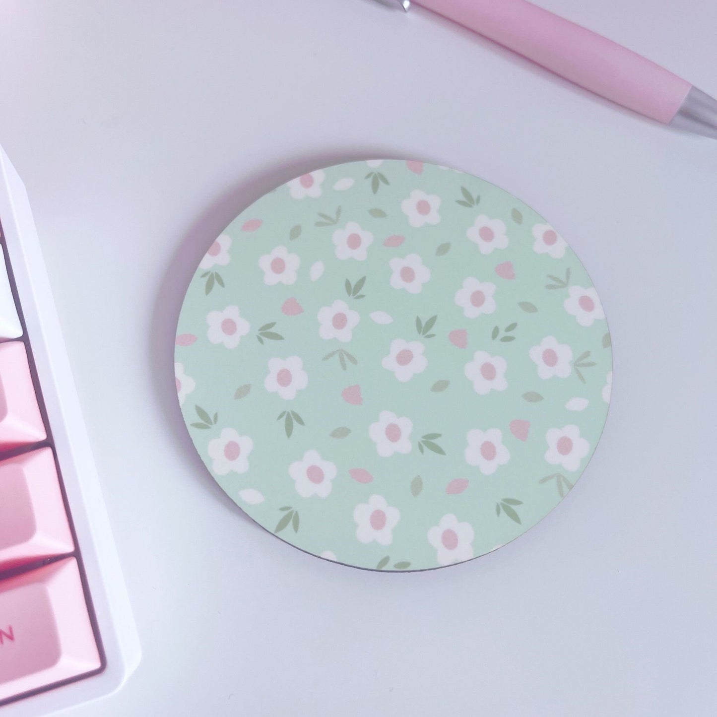 Green Floral Coaster