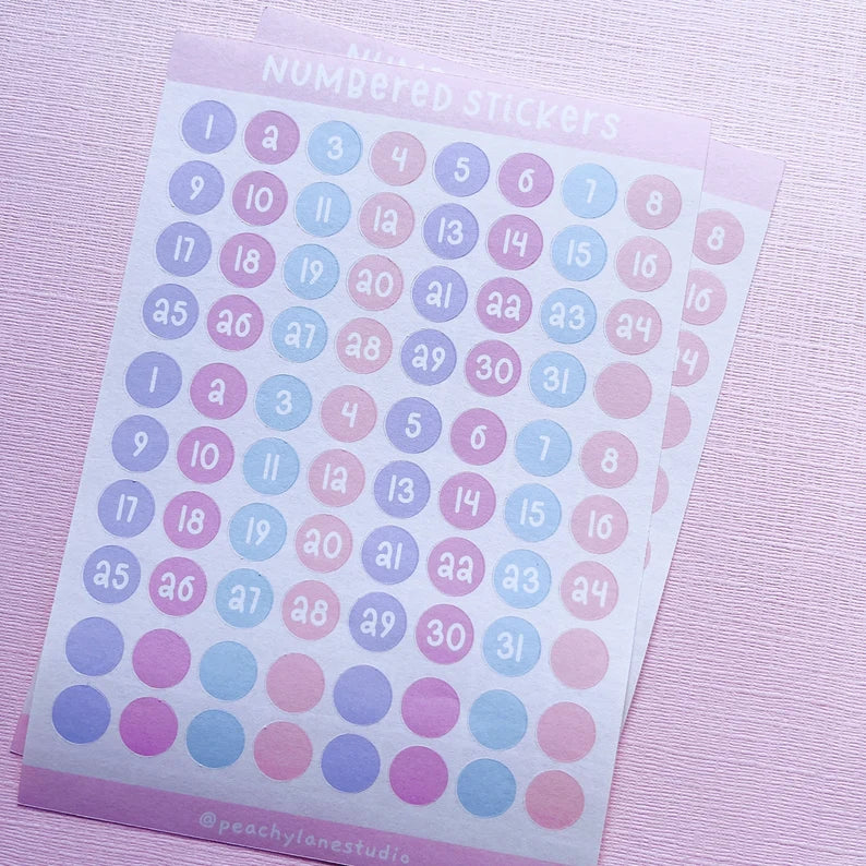 Days of the Month Numbered Sticker Sheet