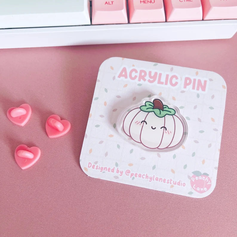 White Pumpkin Acrylic Pin