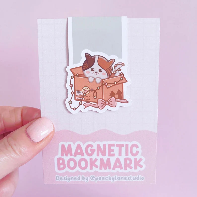 Cat in Box Magnetic Bookmark