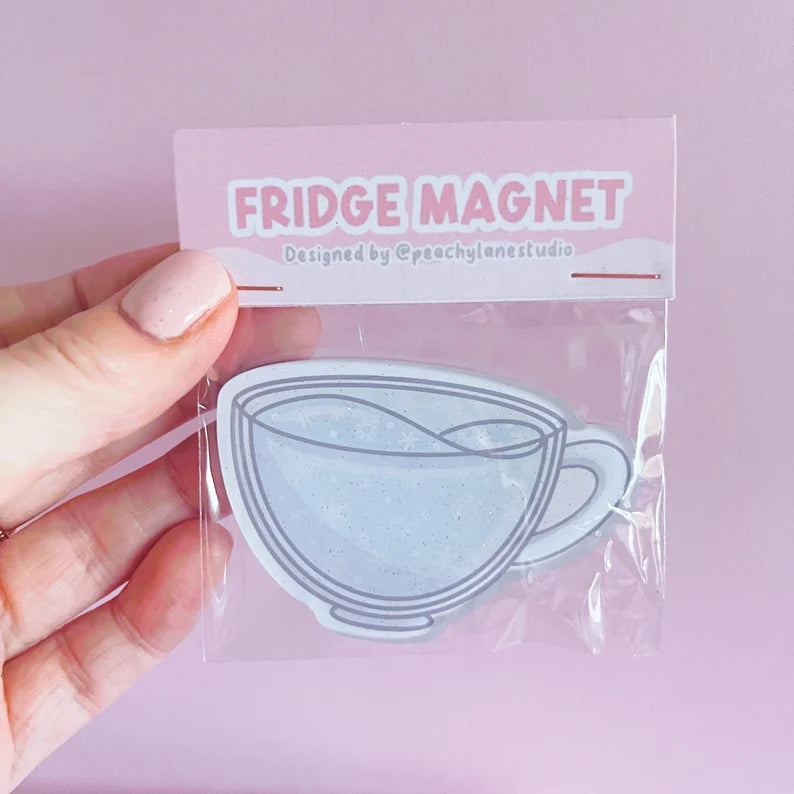 Winter Cup Glitter Acrylic Magnet
