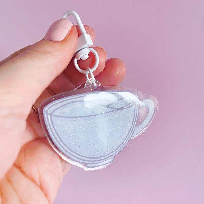 Winter Cup Glitter Acrylic Keychain