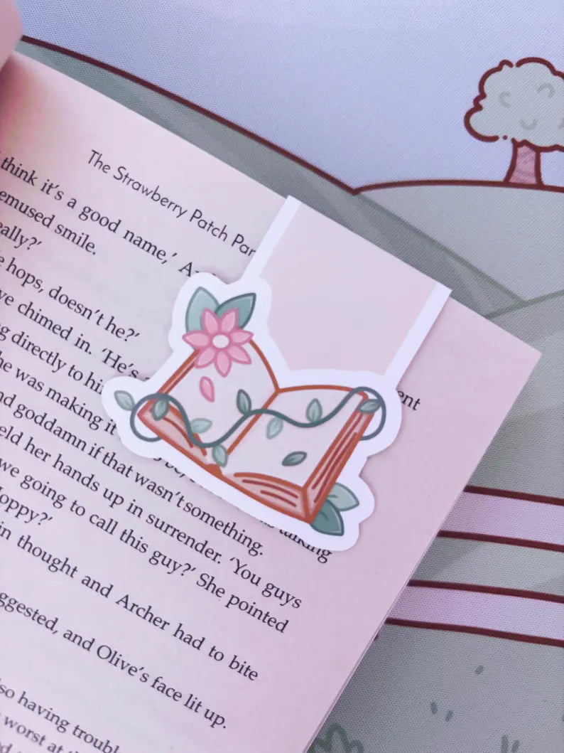Floral Open Book Magnetic Bookmark