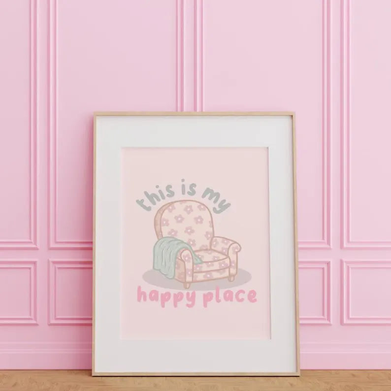 Cosy Armchair This is my Happy Place Print