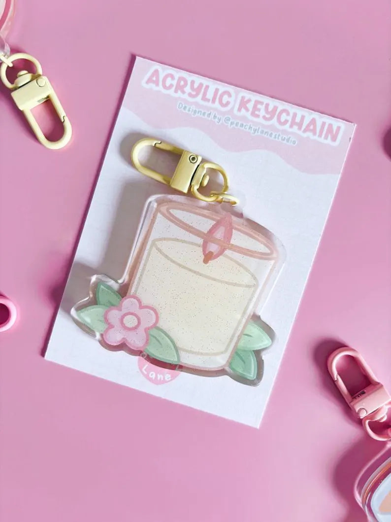 Candle Glitter Acrylic Keychain