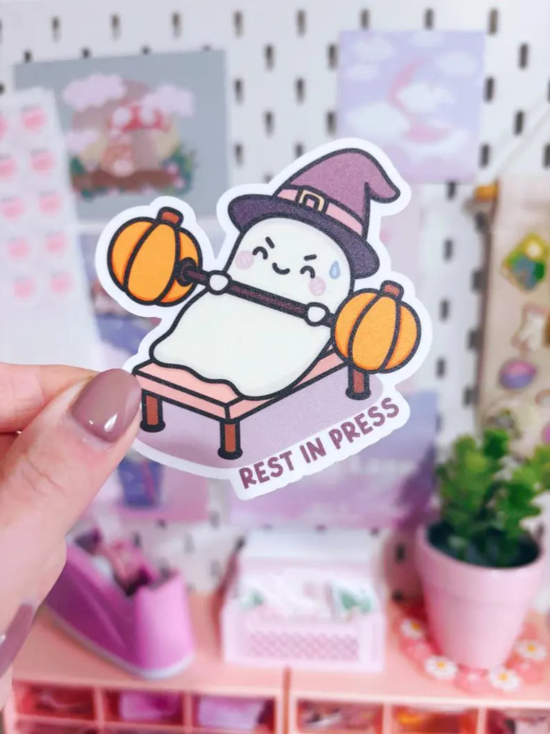 Rest In Press Gym Ghost Vinyl Sticker