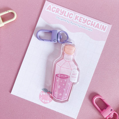 Self Love Potion Glitter Acrylic Keychain
