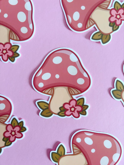 Floral Mushroom Vinyl Sticker