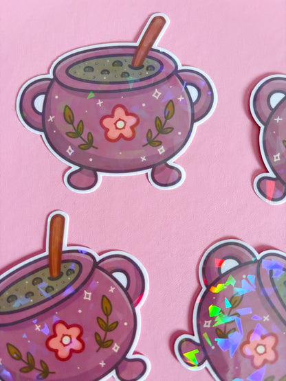 Witch Cauldron Holographic Shards Vinyl Sticker