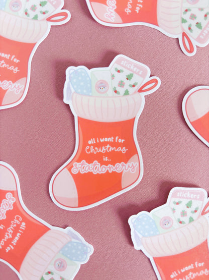 Christmas Stationery Stocking Vinyl Sticker