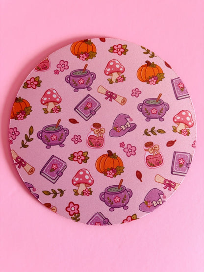 Autumn Witch Pattern Mouse Mat