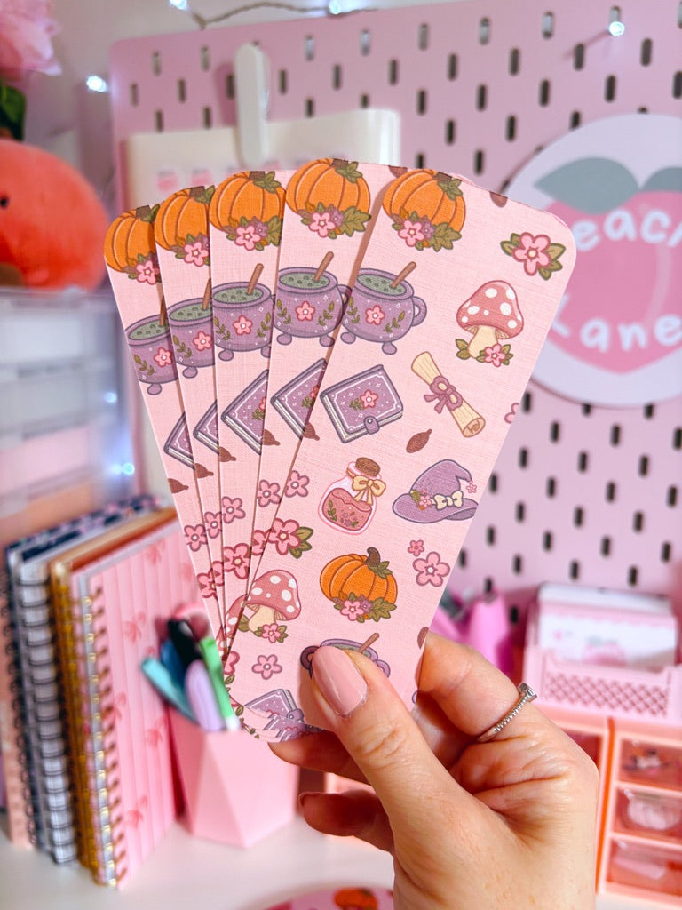 Autumn Witch Pattern Handmade Bookmark