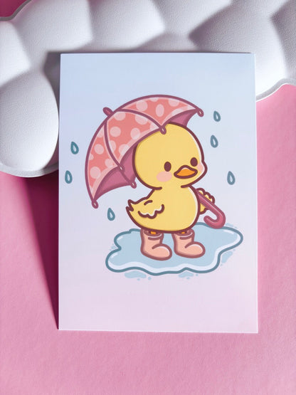 Puddle Days Duck Art Print