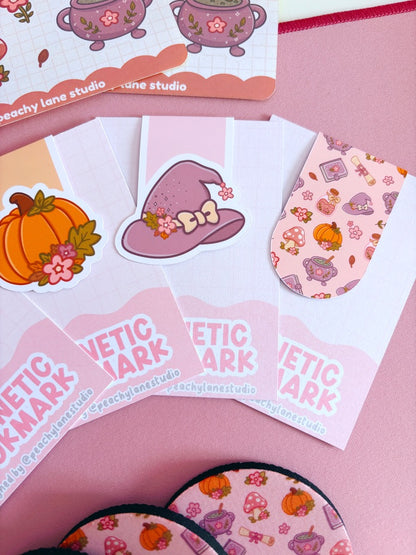 Autumn Witch Pattern Magnetic Bookmark