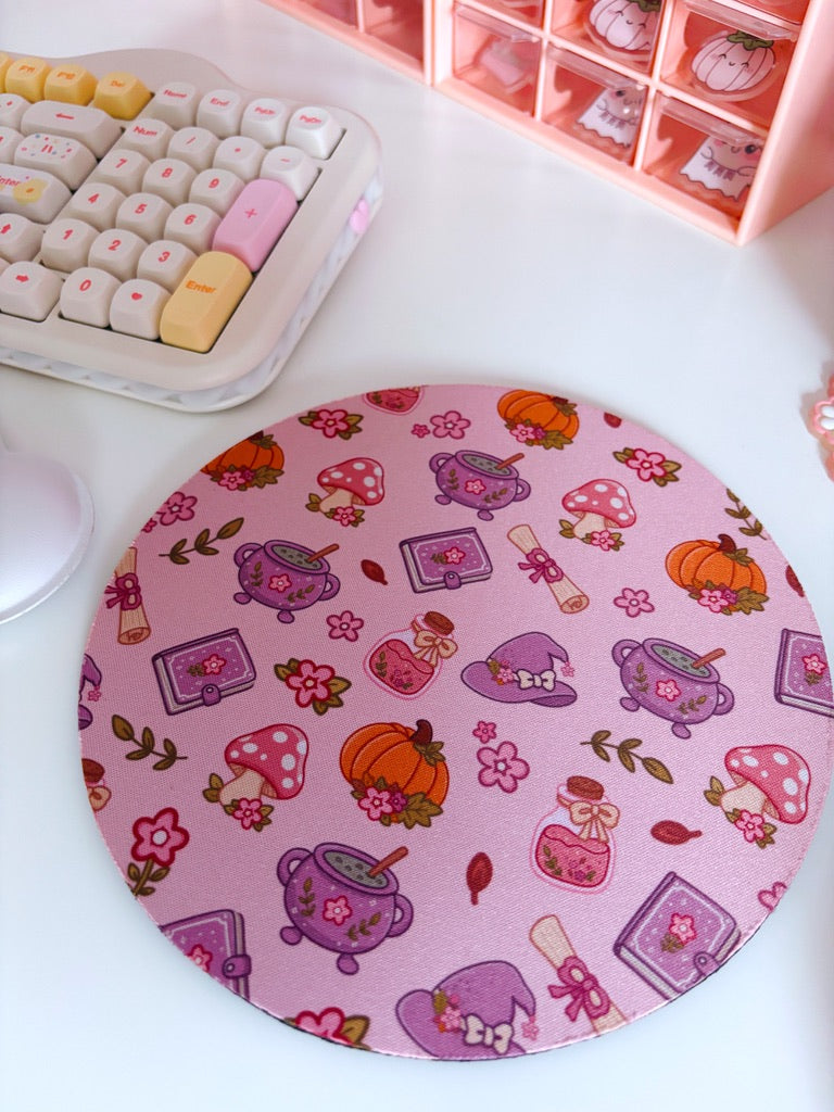 Autumn Witch Pattern Mouse Mat