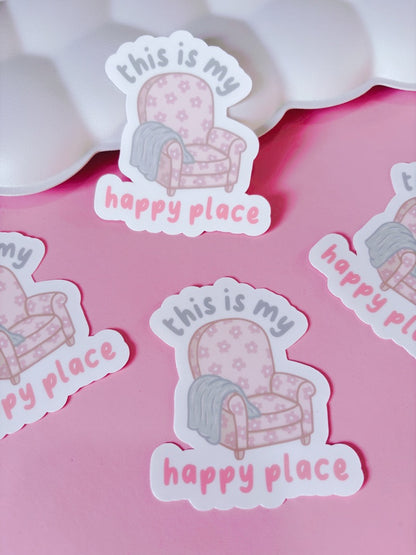 Cosy Armchair This Is My Happy Place Vinyl Sticker