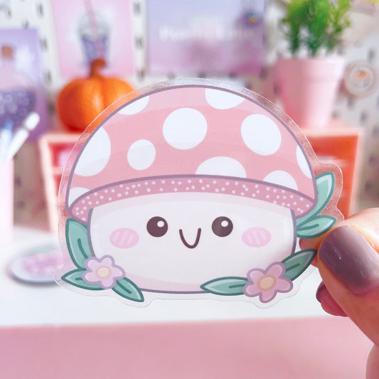 Kawaii Mushroom Clear Vinyl Sticker