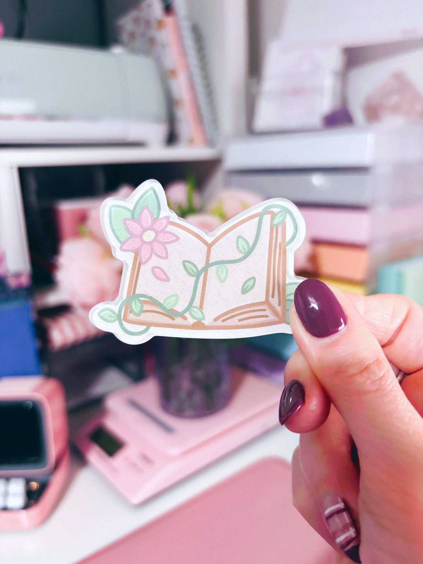 Open Book Glitter Acrylic Magnet