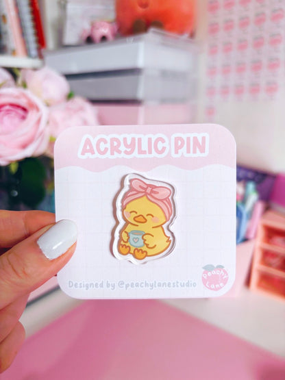 Self Care Duck Acrylic Pin