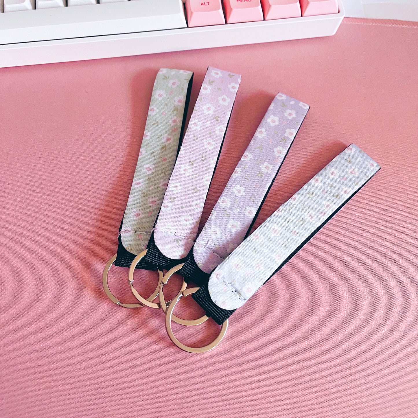 Blue Floral Wrist Lanyard
