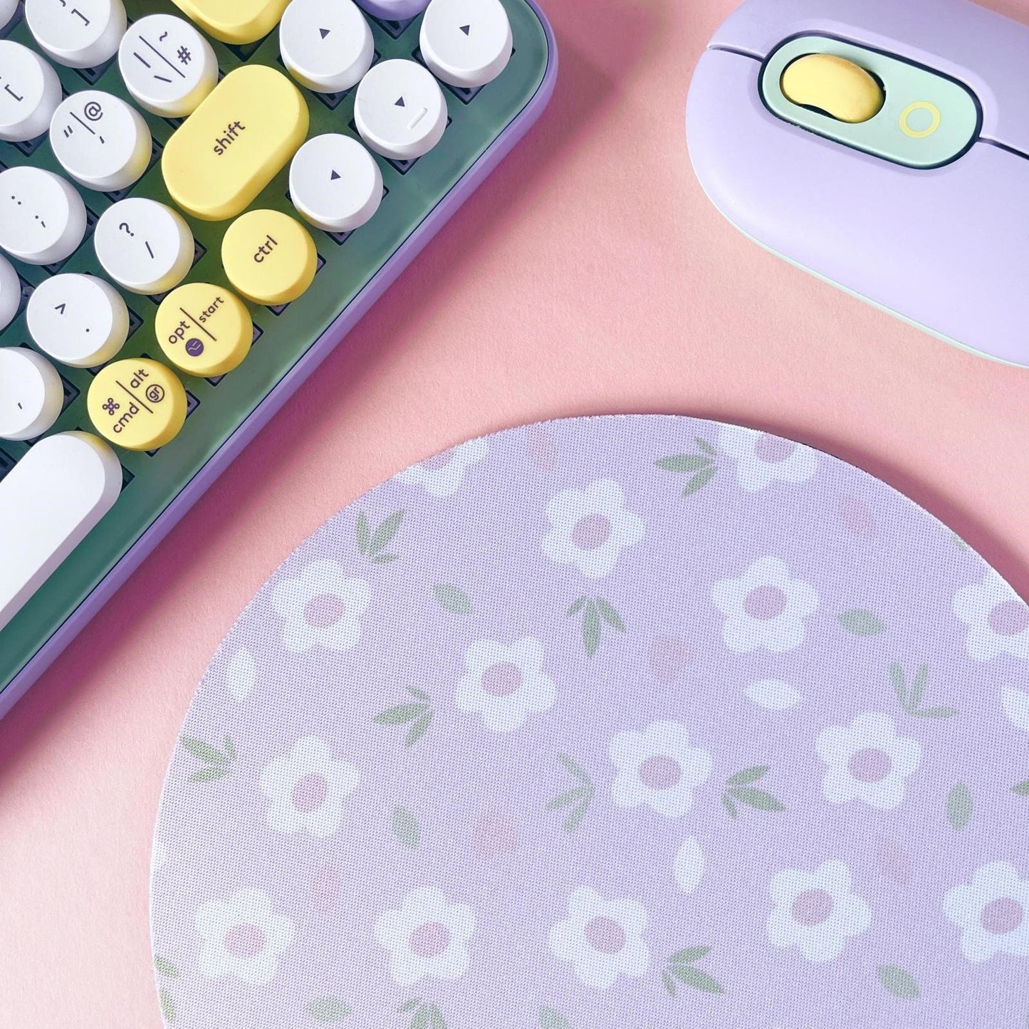 Pink Floral Mouse Mat