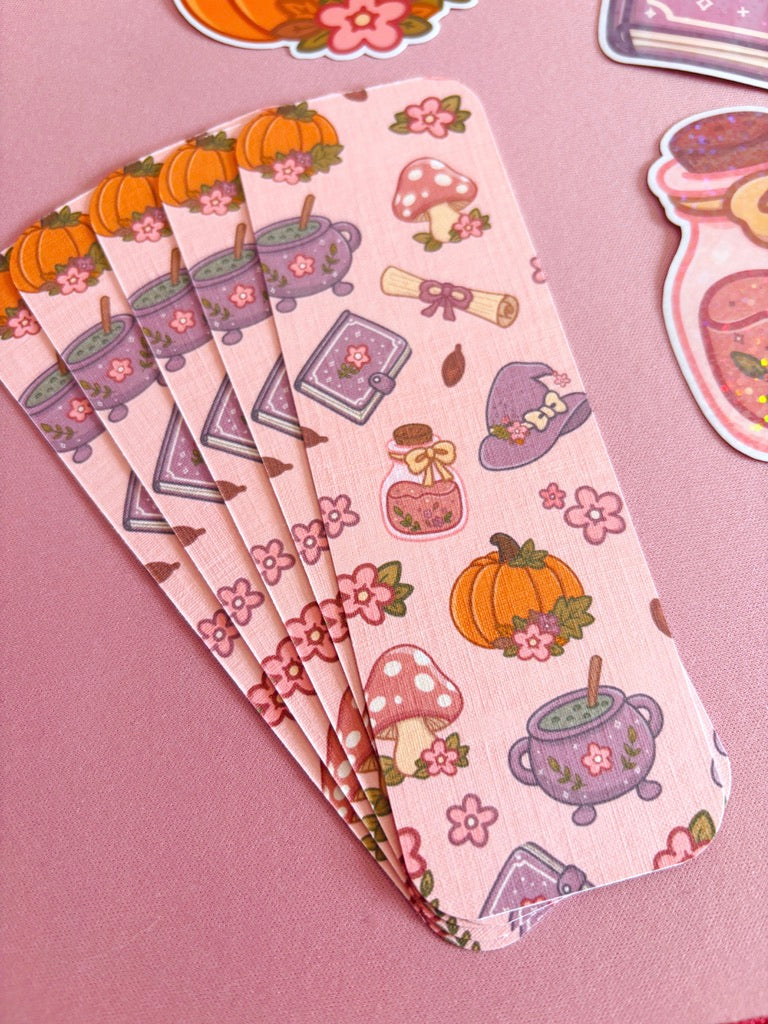 Autumn Witch Pattern Handmade Bookmark