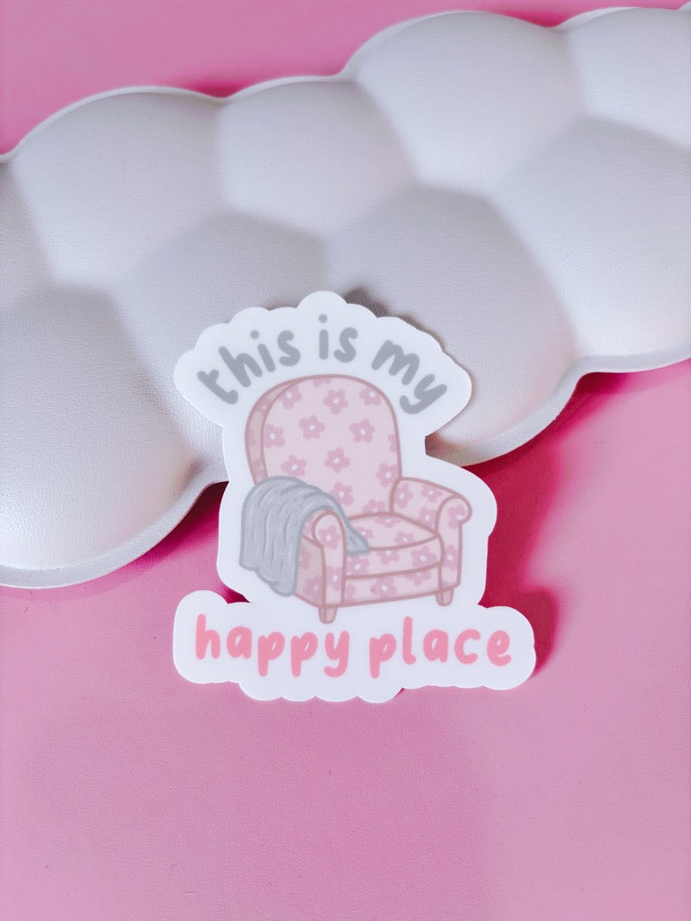 Cosy Armchair This Is My Happy Place Vinyl Sticker