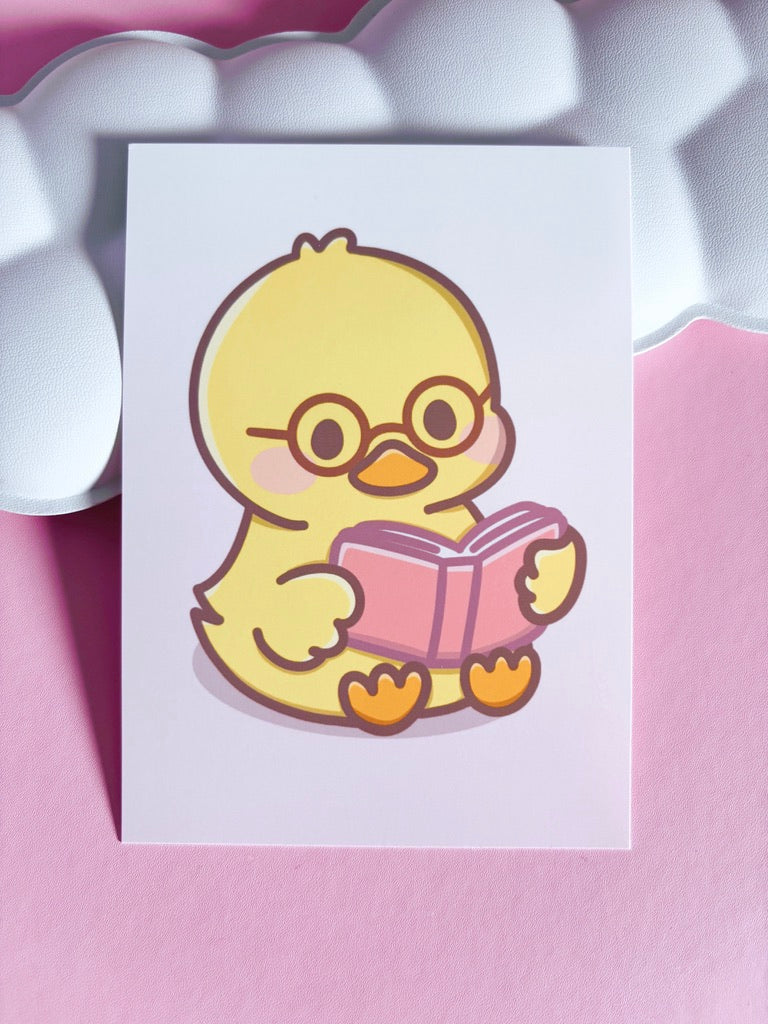 Cosy Reader Duck Art Print