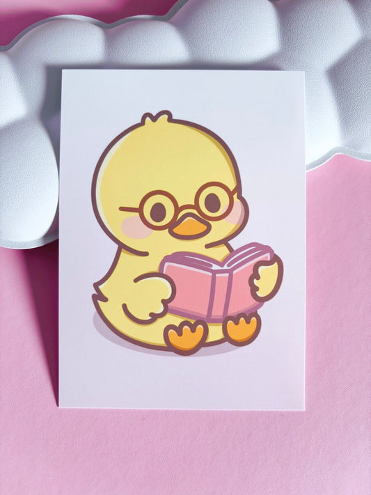 Cosy Reader Duck Art Print