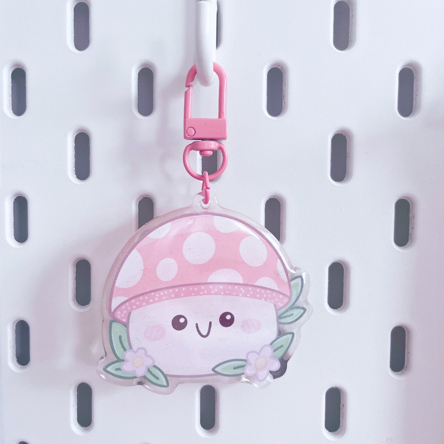 Kawaii Mushroom Glitter Acrylic Keychain