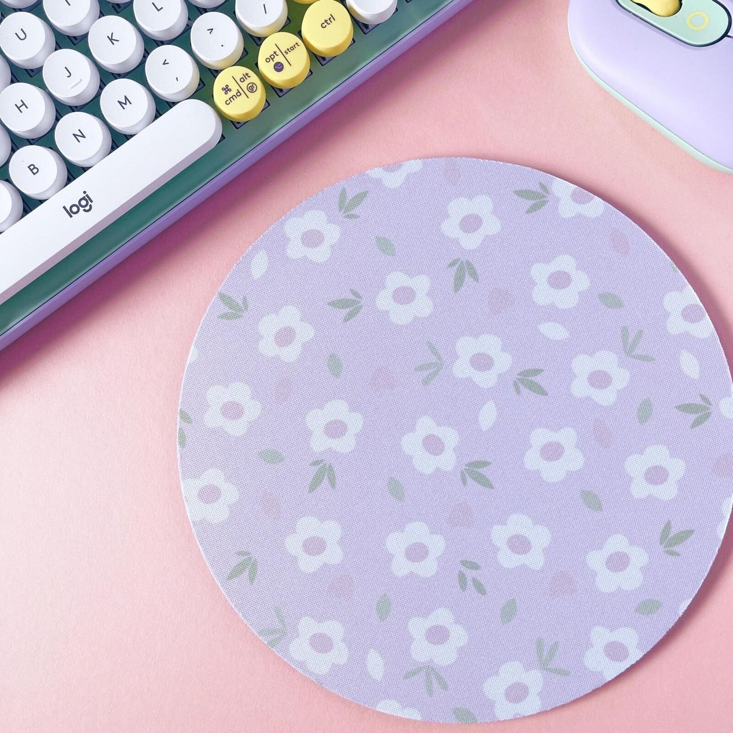 Pink Floral Mouse Mat