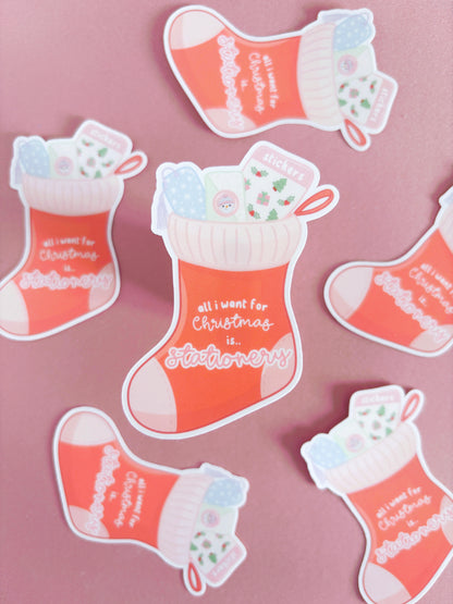 Christmas Stationery Stocking Vinyl Sticker