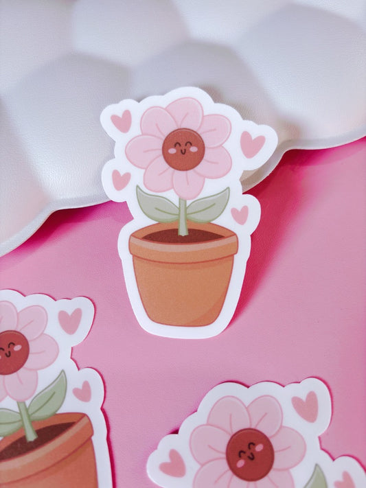 Happy Flower Pot Vinyl Sticker