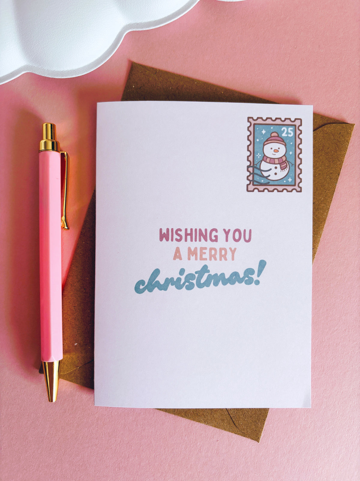 Snowman Stamp Christmas Card With Envelope