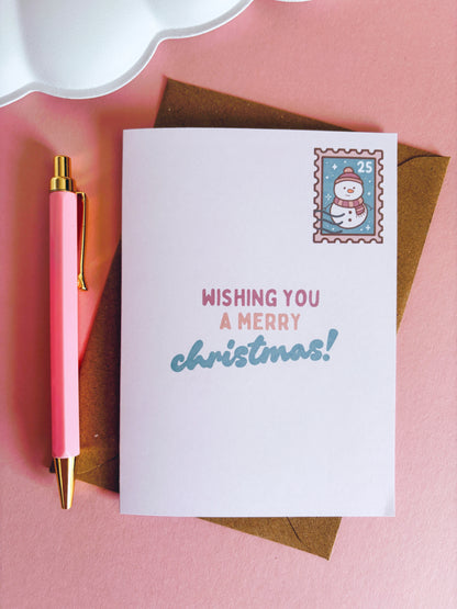 Snowman Stamp Christmas Card With Envelope
