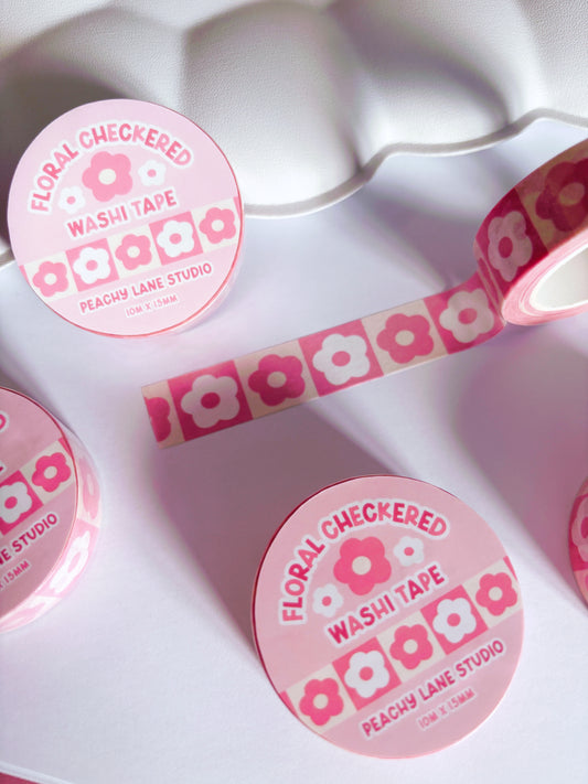 Retro Pink Flowers Washi Tape