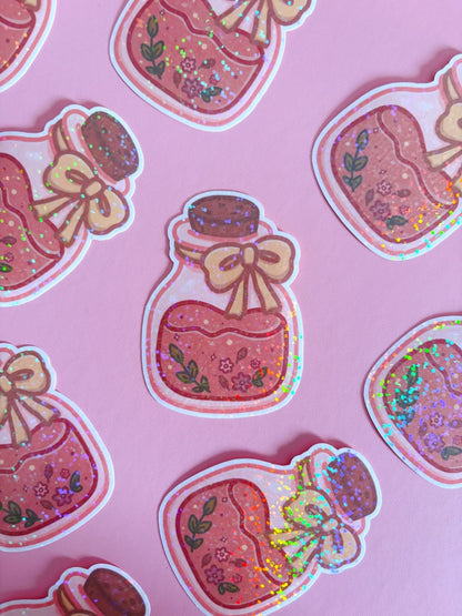 Autumn Floral Potion Holographic Glitter Vinyl Sticker