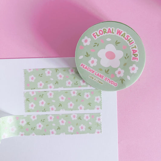 Green Floral Washi Tape