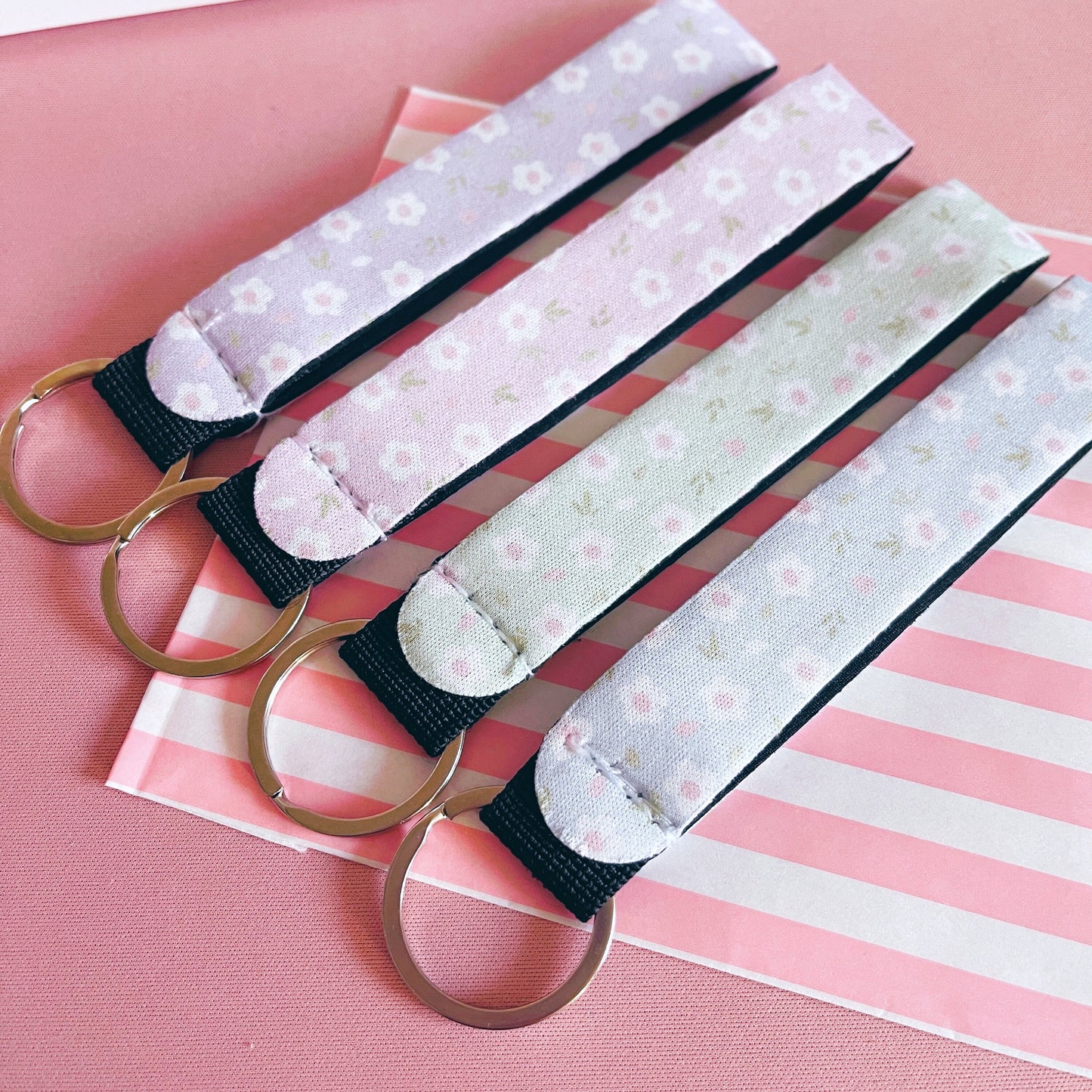 Pink Floral Wrist Lanyard