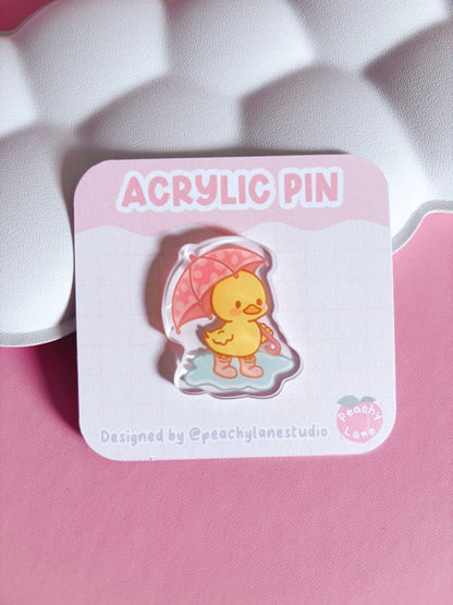 Puddle Days Duck Acrylic Pin
