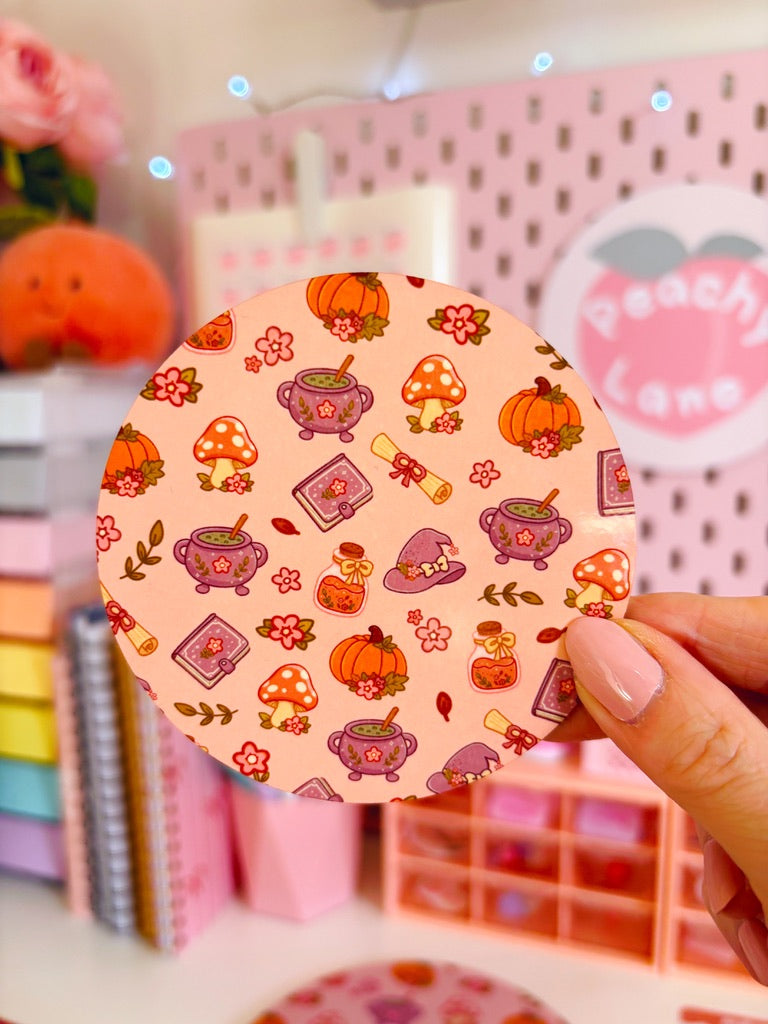 Autumn Witch Pattern Coaster