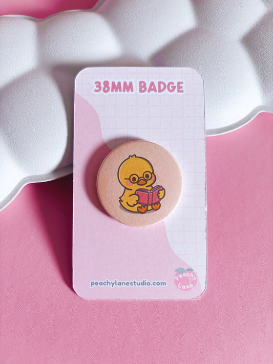 Cosy Reader Duck Pin Badge