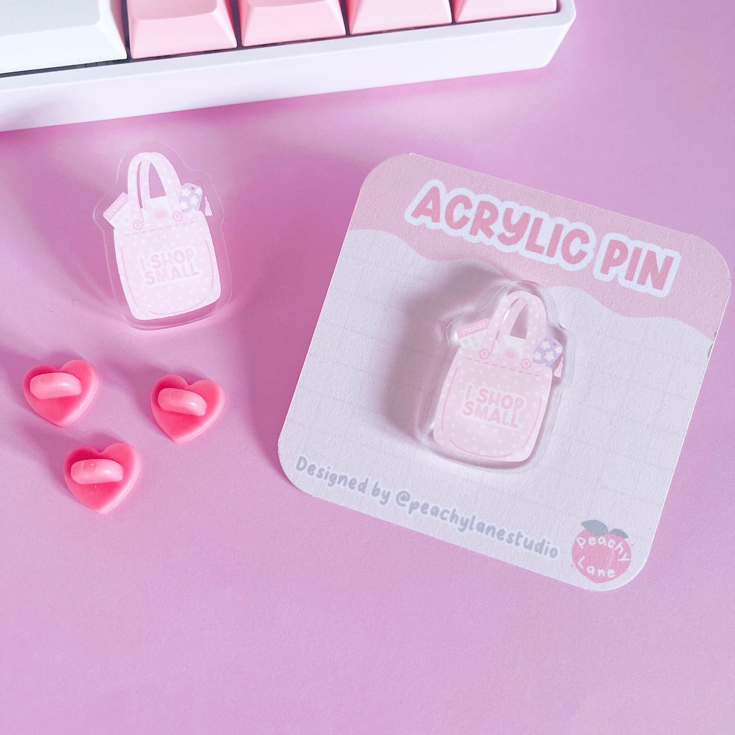 Shop Small Tote Bag Acrylic Pin