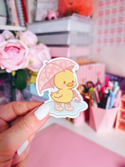 Puddle Days Duck Glitter Acrylic Magnet