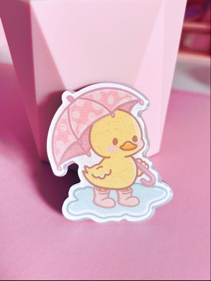 Puddle Days Duck Glitter Acrylic Magnet
