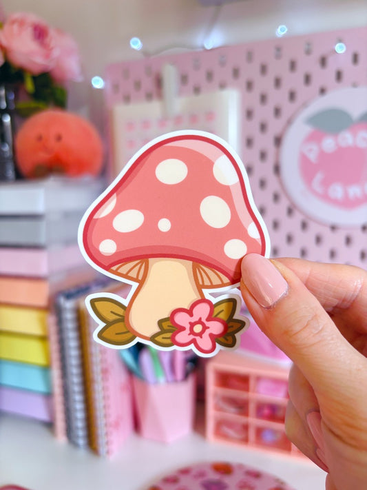 Floral Mushroom Vinyl Sticker