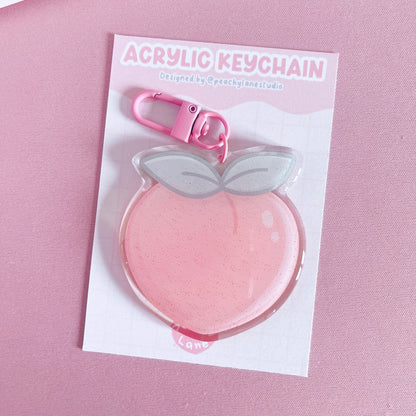Peach Glitter Acrylic Keychain